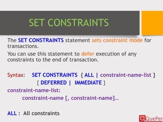 Database Systems - SQL - DCL Statements (Chapter 3/4) | PPT