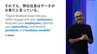 “Digital feedback loops help you
better engage with your customers,
empower your employees, optimize
your operations, and reinvent
products and business models”
S. Nadela
 