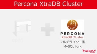 Percona XtraDB Cluster
マルチライター型
MySQL fork
 