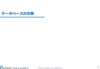 (C) Recruit Technologies Co.,Ltd. All rights reserved.
データベースの分類
5
 