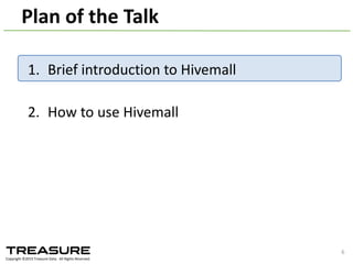 R
M MM
M M
HDFS
R
MapReduce	
  and	
  DAG	
  engine
MapReduce	
   DAG	
  engine
(Tez /	
  Spark)
No	
  intermediate	
  DFS	
  reads/writes!
62014/09/17	
  Talk@Japan	
  DataScientist	
  Society
M MM
M
HDFS
HDFS
M M M
R
M M M
R
HDFS
HDFS HDFS
 