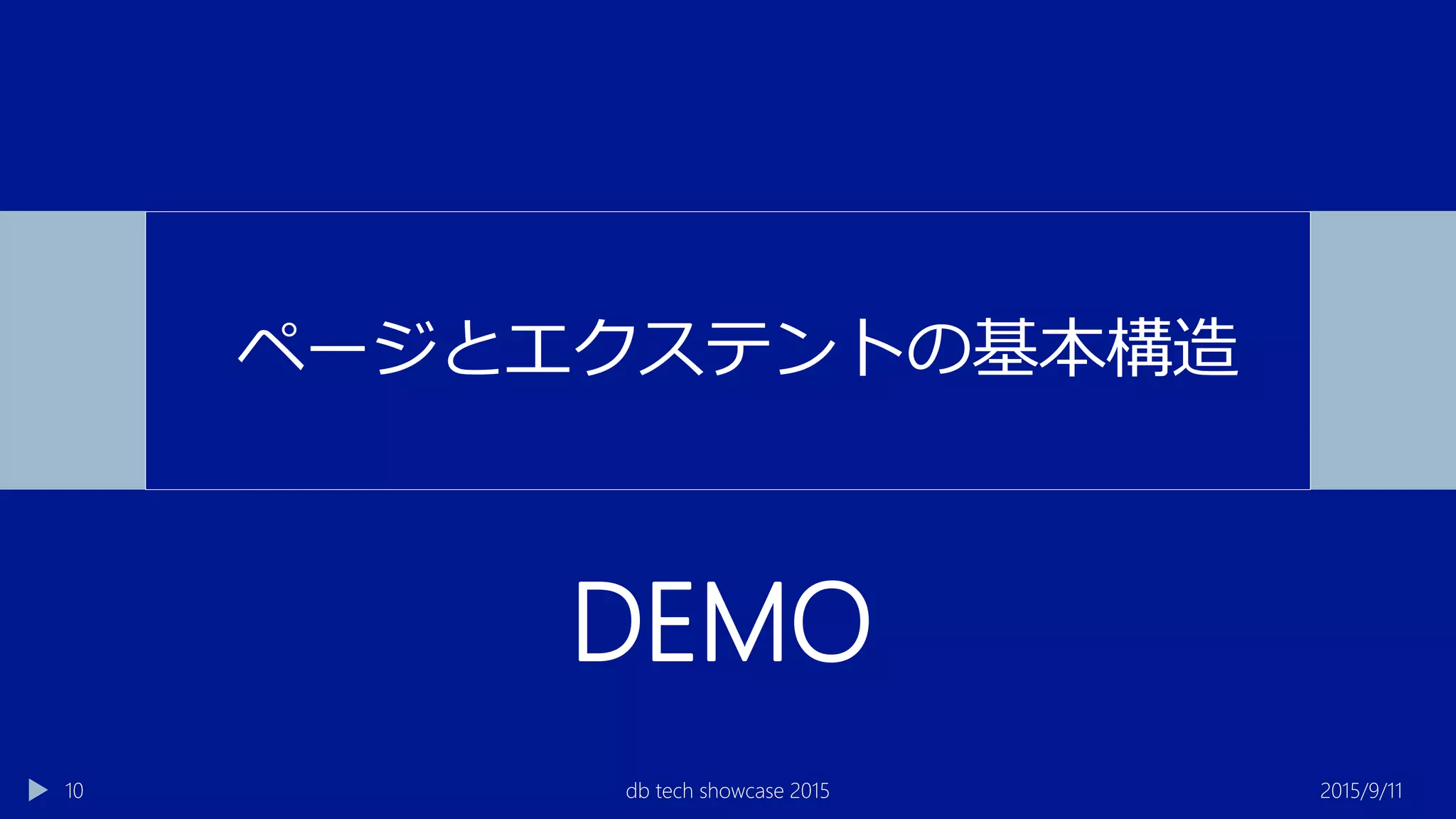 DEMO
2015/9/11db tech showcase 201510
ページとエクステントの基本構造
 