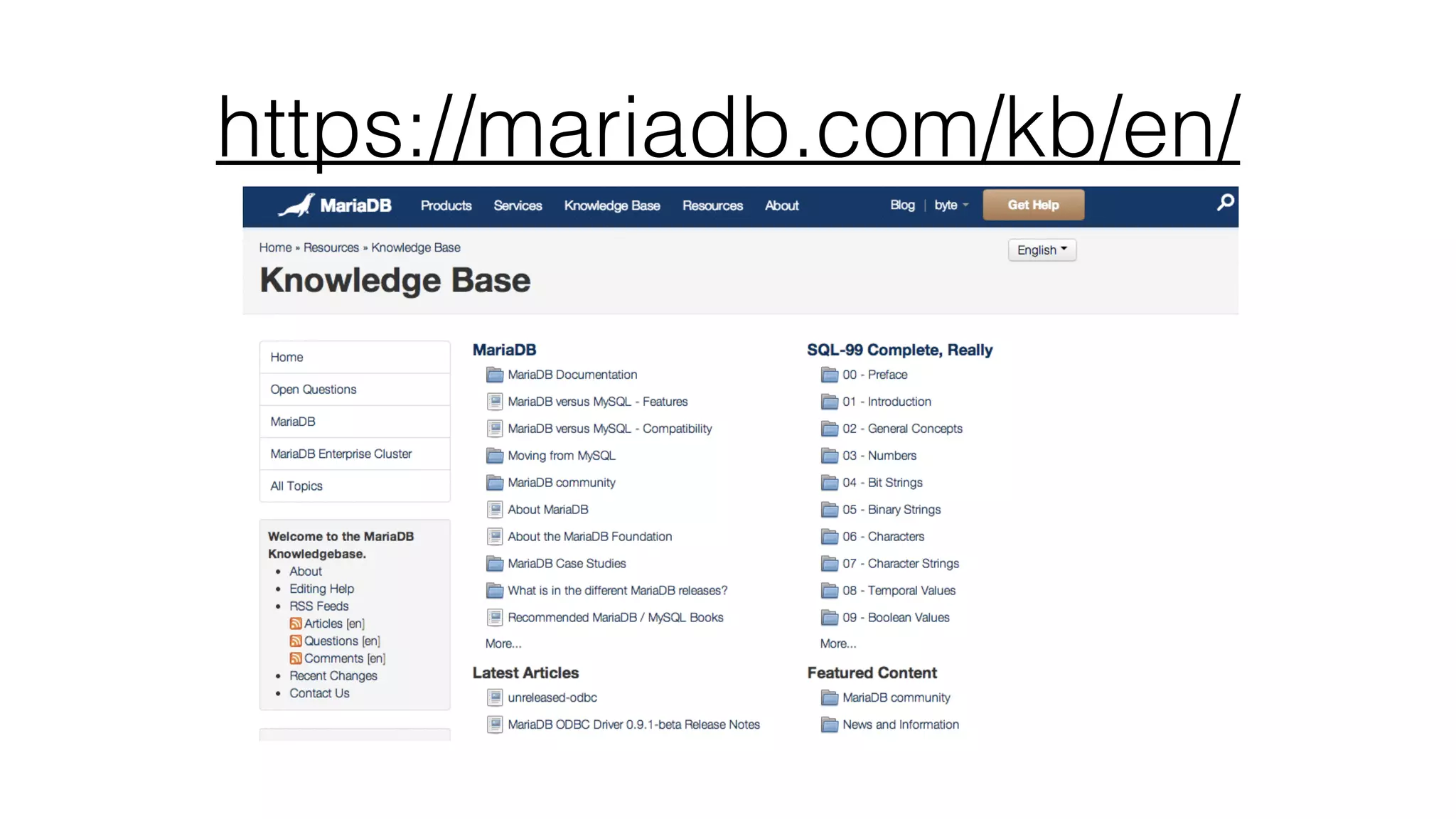 https://mariadb.com/kb/en/ 
 