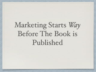 Marketing Starts Way
Before The Book is
Published
 