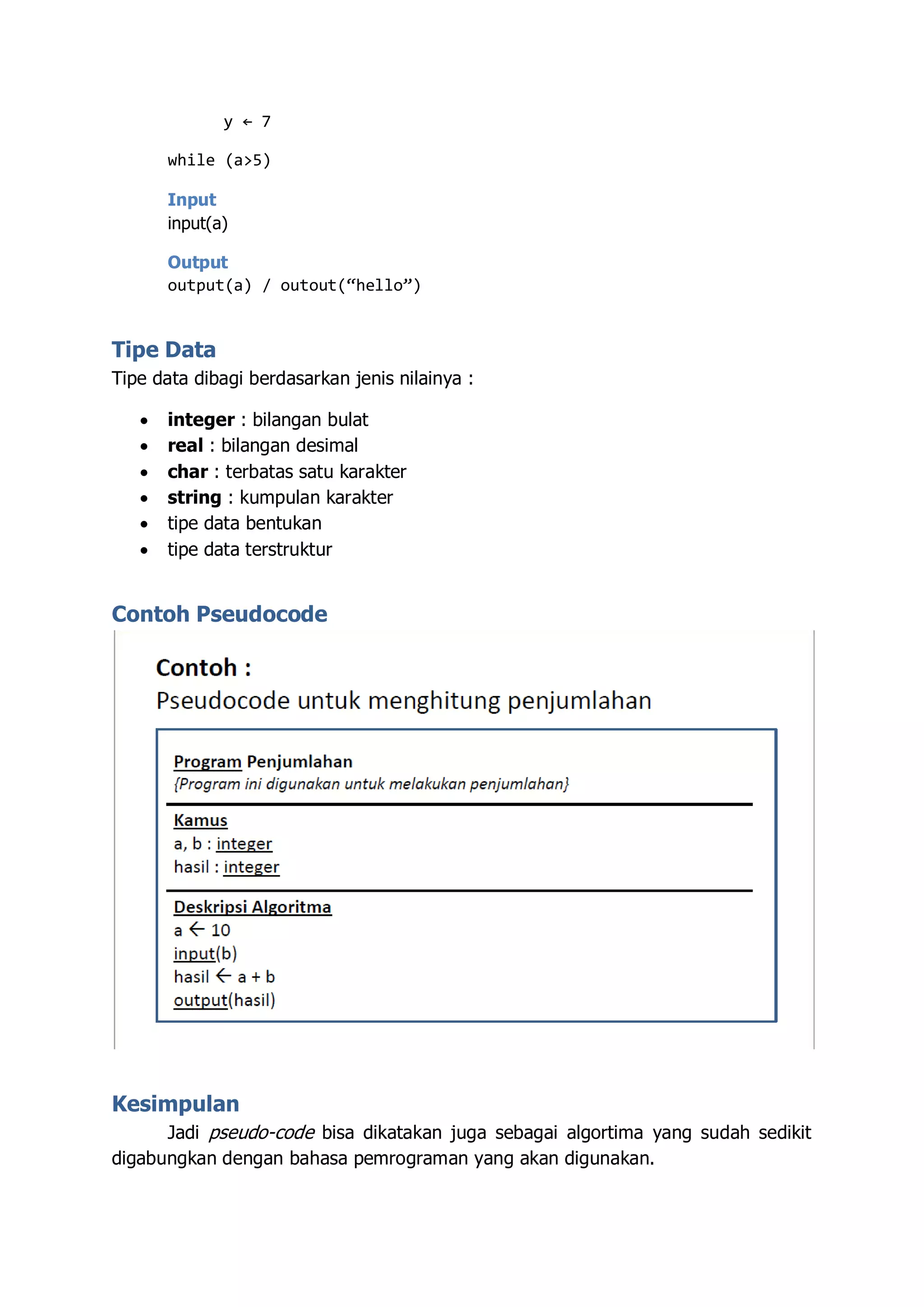 Pengertian pseudo code dan contohnya | PDF