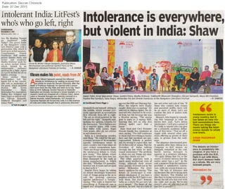 Intolerance is everywhere, but violent in India: Shaw