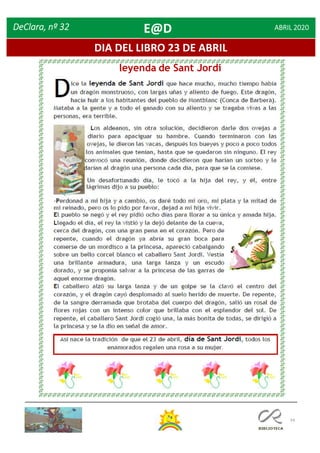 34
DeClara, nº 32 ABRIL 2020
leyenda de Sant Jordi
DIA DEL LIBRO 23 DE ABRIL
E@D
 