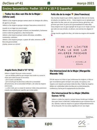 101
Continua…
E@D
DeClara nº 41 março 2021
Ensino Secundário: Padlet 10.º F y 10.º G Espanhol
 