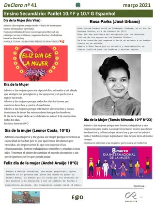 102
Continua…
E@D
DeClara nº 41 março 2021
Ensino Secundário: Padlet 10.º F y 10.º G Espanhol
 