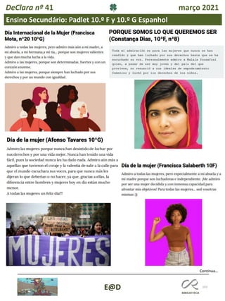 103
Continua…
E@D
DeClara nº 41 março 2021
Ensino Secundário: Padlet 10.º F y 10.º G Espanhol
 