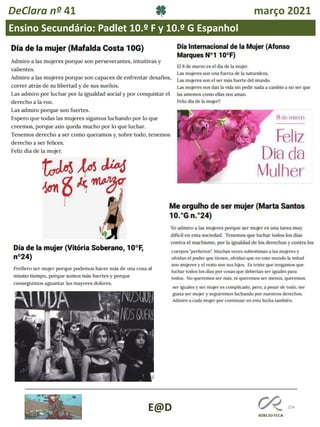 104
E@D
DeClara nº 41 março 2021
Ensino Secundário: Padlet 10.º F y 10.º G Espanhol
 
