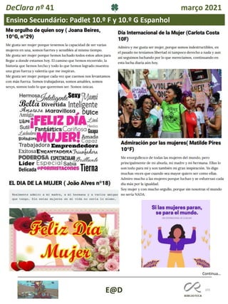 105
Continua…
E@D
DeClara nº 41 março 2021
Ensino Secundário: Padlet 10.º F y 10.º G Espanhol
 