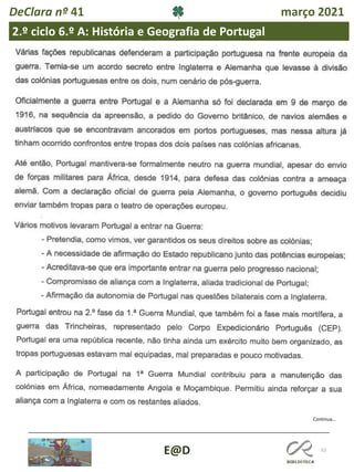 52
E@D
DeClara nº 41 março 2021
2.º ciclo 6.º A: História e Geografia de Portugal
Continua…
 