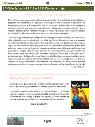 89
E@D
DeClara nº 41 março 2021
3.º Ciclo Espanhol 9.º A e 9.º E Dia de la mujer
Continua…
 