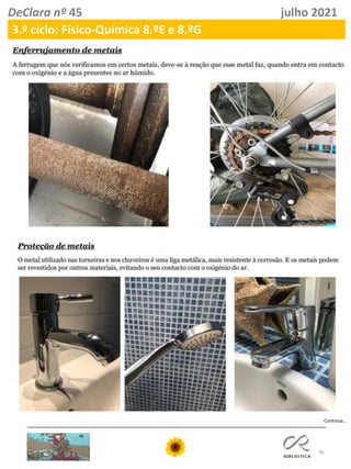 36
DeClara nº 45 julho 2021
3.º ciclo: Físico-Química 8.ºE e 8.ºG
Continua…
 