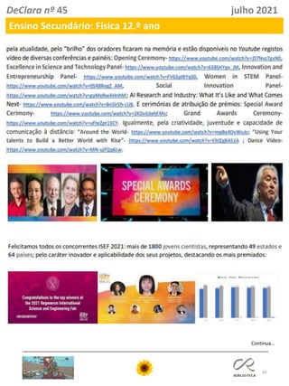 60
DeClara nº 45 julho 2021
Ensino Secundário: Física 12.º ano
Continua…
 