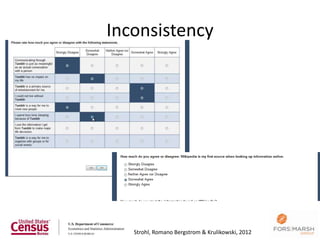 Inconsistency




                                                  129
   Strohl, Romano Bergstrom & Krulikowski, 2012
 