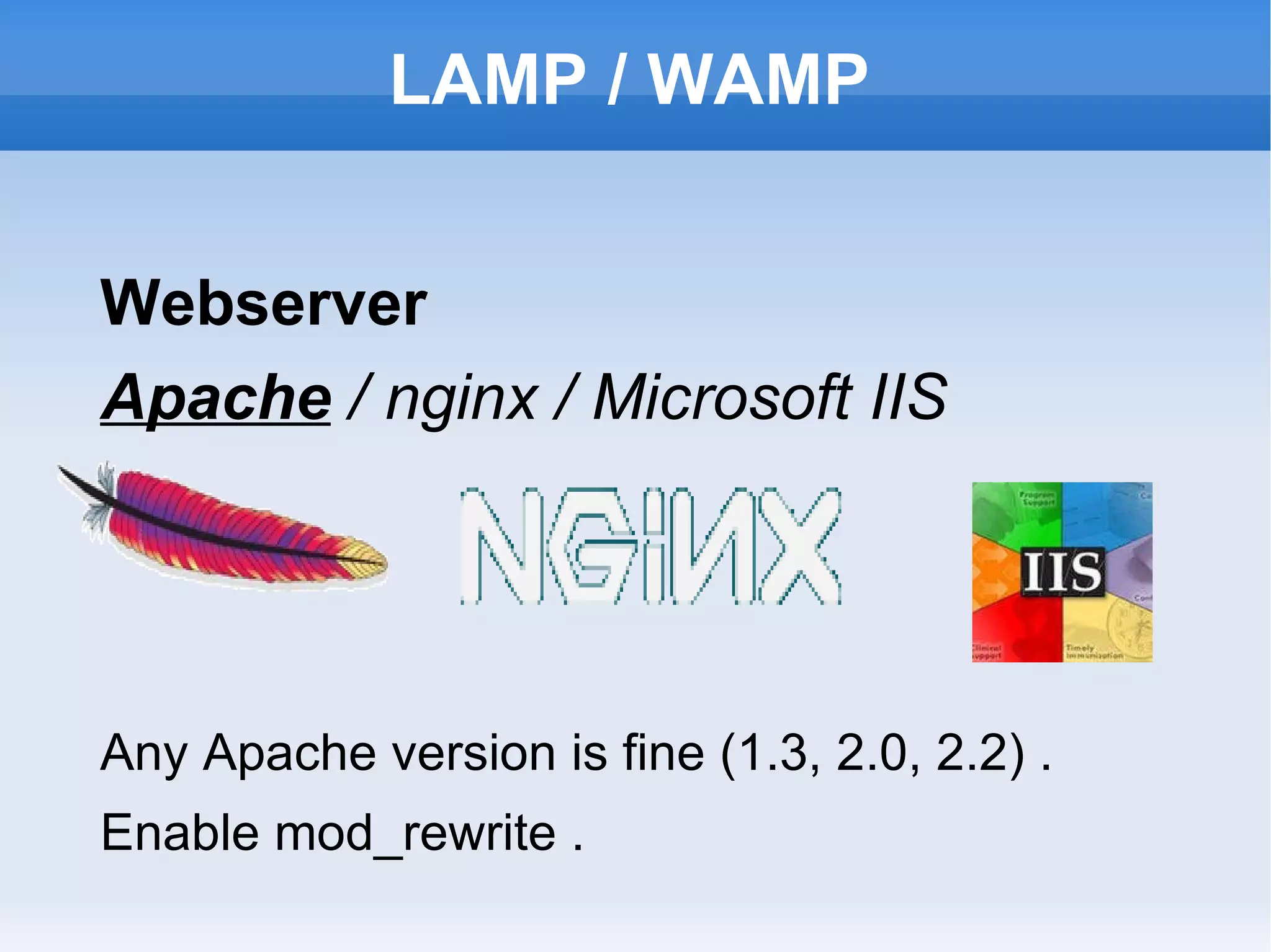 Technical tools The platform: *AMP 