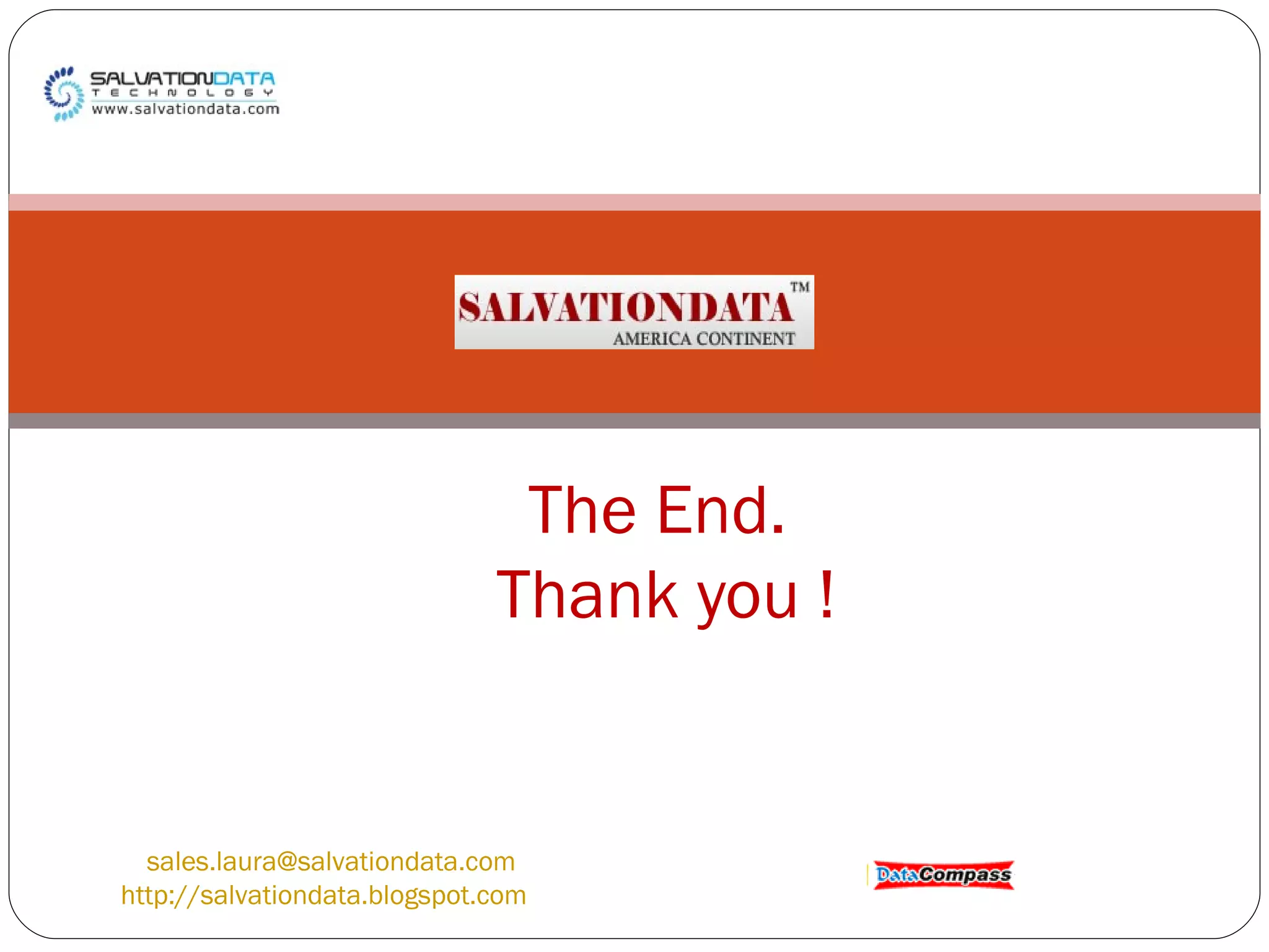 The End.  Thank you ! Author:  [email_address] Blog:  http://salvationdata.blogspot.com   