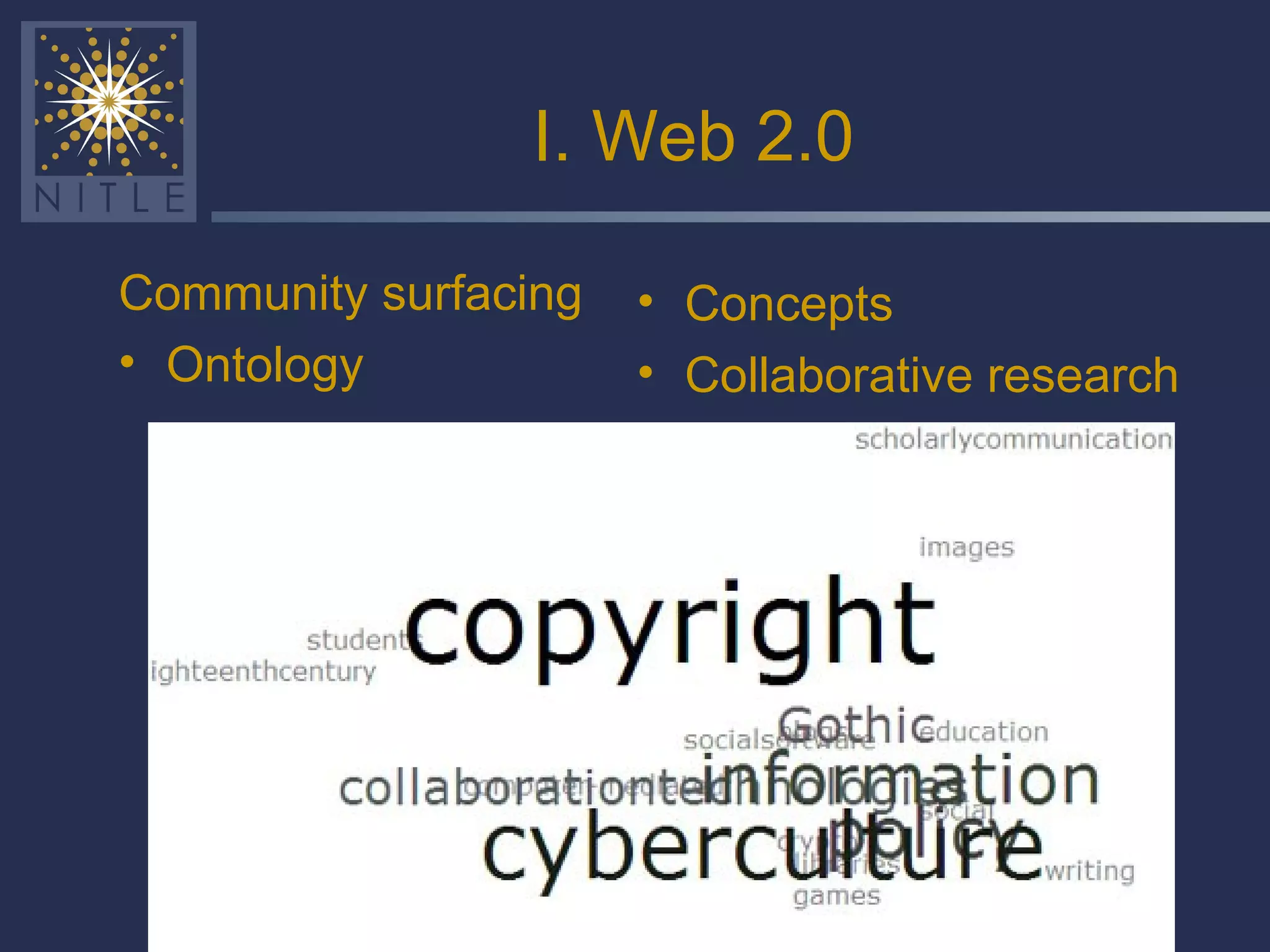 I. Web 2.0 Community surfacing Ontology Concepts  Collaborative research 