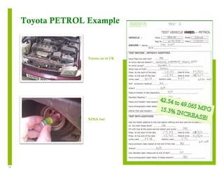 10 
Toyota PETROL Example 
Toyota car in UK 
NDSA 5ml 
 