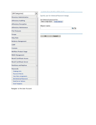 Navigate to the User Account
 
