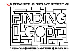 blacktownnepeanhighschoolbasedPRESENTSTOYOU
AJOININGCAMP|NOVEMBER30-December1|JEREMIAH29:13
 
