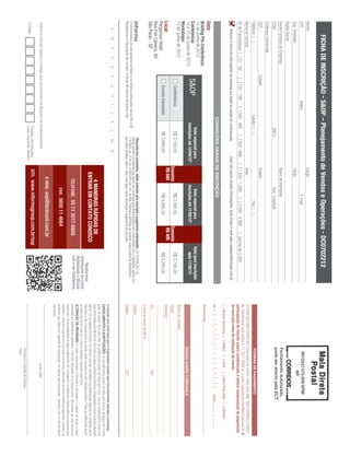 FICHA DE INSCRIÇÃO - S&OP – Planejamento de Vendas e Operações - DC0702212
Nome:                                                                                                                   Cargo:
CPF:                                                           Depto.:                                                                       E-mail:                                                                                                                     9912247475-DR/SPM
                                                                                                                                                                                                                                                                                 IIR
Sup. Imediato:                                                                                                          Cargo:
Razão Social:
Nome Fantasia da Empresa:                                                                                               Ramo de Atividade:                                                                                                                          Fechamento autorizado,
CCM:                                                                                 CNPJ:                                          Insc. Estadual:                                                                                                                 pode ser aberto pela ECT
Endereço Comercial:
CEP:                                       Cidade:                                                                      Estado:
Telefone: ( )                                                                Celular: ( )                                                         Fax: ( )                                                                                                           FORMAS DE PAGAMENTO
Nome p/ contato:                                                                                                        Área:                                                                                           Emissão de boleto restrita até 3 dias antes do evento. Após esta data, favor contatar a Central
                                                                                                                                                                                                                        de Atendimento pelo telefone 11 3017 6888 ou e-mail customer.service@ibcbrasil.com.br. A
Nº de Funcionários: [ ] 01 - 99                [ ] 100 - 199          [ ] 200 - 499           [ ] 500 - 999         [ ] 1.000 - 1.999           [ ] 2.000 - 4.999           [ ]acima de 5.000                           participação do inscrito estará condicionada à efetiva comprovação de pagamento
     Autorizo o envio de informações da empresa por todos os canais de comunicação.                          Caso não queira receber informações, favor enviar e-mail para cadastro@ibcbrasil.com.br                   da inscrição antes da realização do evento.
                                                                                                                                                                                                                        [ ] Boleto Bancário [ ] AMEX                         [ ] VISA         [ ] MASTERCARD [ ] DINERS
                                                                              CONDIÇÕES GERAIS DE INSCRIÇÃO
                                                                                                                                                                                                                        Nº | _ | _ | _ | _ | _ | _ | _ | _ | _ | _ | _ | _ | _ | _ | _ | _ |                          Valid.:............. / ...............
Data:
                                                                                                                                                                                                                                  ...............................................................................................................................
                                                                                                                                                                                                                        Assinatura:
Brieﬁng Pré-Conferência:
14 de Junho de 2012
                                                                                     Valor especial para                                Valor especial para                            Valor para inscrições
Conferência:
14 e 15 de Junho de 2012
                                               S&OP                               inscrições até 13/04/12*                           inscrições até 11/05/12*                             após 11/05/12
                                                                                                                                                                                                                                                                    DADOS SOBRE COBRANÇA
Workshops:
15 de Junho de 2012                                                                                                                                                                                                     Nome do contato:
                                                   Conferência                            R$ 3.195,00                                       R$ 3.395,00                                     R$ 3.795,00
                                                                                                                      Economize                                        Economize                                        Cargo:
Local:                                                                                                                 R$ 600                                           R$ 400                                          Endereço:
                                                   Evento Completo                        R$ 4.695,00                                       R$ 4.895,00                                     R$ 5.295,00
Pergamon Hotel
Rua Frei Caneca, 80
                                                                                                                                                                                                                        Tel.:                                                               Fax:
São Paulo - SP
                                                                                                                                                                                                                        E-mail p/ envio de NF-e:
                                                                                               *Desconto não cumulativo, válido somente para inscrição e pagamento antecipados. (1) ATENÇÃO: Os
                                                                                               valores incluem os impostos que devem ser recolhidos pela fonte pagadora em conformidade com a legislação vigente (Lei   Cidade:
O Informa Group plc está presente no Brasil e na America Latina pelas marcas IBC e IIR.        116/2003, art. 5º da Lei 10.925/04 e art. 647 do RIR). Pedimos a gentileza de contatar nossa central de atendimento
Planejamento e Organização dos eventos no Brasil: IIR Informa Seminários Ltda.                 para obter detalhes sobre o valor a ser pago, antes de efetuar o pagamento da inscrição.                                 Estado:                                                             CEP:
     A      B       C       D       E      F       G      H       I      J      K         L     M        N
                                                                                                                                                                                                                        A inscrição será conﬁrmada após a Organizadora receber esta ﬁcha preenchida, assinada e carimbada.
                                                                                                                                                                                                                        CANCELAMENTOS E SUBSTITUIÇÕES: Os cancelamentos podem ser feitos sem ônus ou encargos até 10 dias
                                                                                                                                                                                                                        antes do evento. Após esta data, as substituições podem ser feitas sem ônus, mas os cancelamentos terão uma
                                                                                                                              4 MANEIRAS RÁPIDAS DE                                                                     taxa administrativa de R$ 500,00. Em todos os casos, solicitamos informar a Organizadora sobre qualquer alteração
                                                                                                                           ENTRAR EM CONTATO CONOSCO                                               Receba mais
                                                                                                                                                                                                                        até às 12h da véspera do evento. Os inscritos que não cancelarem sua participação segundo as condições acima
                                                                                                                                                                                                                        descritas, e não comparecerem ao evento, serão cobrados no valor integral acordado. Todas as notiﬁcações devem
                                                                                                                                                                                              informações do evento     ser feitas por escrito pelo fax, e-mail ou endereço indicados nesta ﬁcha.
                                                                                                                                                                                              digitalizando o QRcode    ALTERAÇÃO DE PROGRAMA: O nosso compromisso é fornecer a discussão e o estudo de temas e casos
                                                                                                                                 TELEFONE: 55 11 3017-6888                                    com o seu Smartphone      relevantes por palestrantes habilitados. Eventuais alterações no programa serão decorrentes de caso fortuito ou
                                                                                                                                                                                                                        força maior. Na eventualidade de algum palestrante não comparecer, envidaremos maiores esforços possíveis para
                                                                                                                                                                                                                        substituir o executivo ausente por outro apto a promover a discussão do tema conforme programado. Contudo, tal
                                                                                                                                        FAX: 0800 11 4664                                                               empenho não implica em garantia da substituição. Ao assinar este documento, concordo com os termos acima
                                                                                                                                                                                                                        pactuados.
                                                                                                                                E-MAIL: sop@ibcbrasil.com.br
 Insira no campo abaixo o código que se encontra na etiqueta de endereçamento                                                                                                                                                                                                       Local e Data
                                                                                    Código da etiqueta                  SITE: www.informagroup.com.br/sop
Código                                                                              Lado superior direito
                                                                                                                                                                                                                                                                     Assinatura e Carimbo da Empresa
                                                                                                                                                                                                                                                                     Cargo:
 