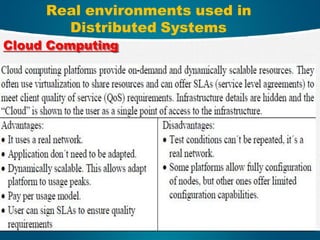 11
Real environments used in
Distributed Systems
Cloud Computing
 