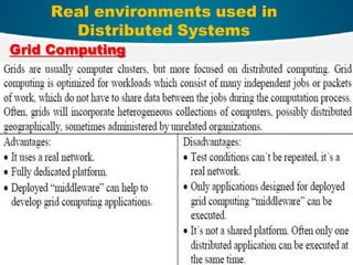 13
Real environments used in
Distributed Systems
Grid Computing
 