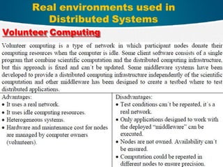 14
Real environments used in
Distributed Systems
Volunteer Computing
 