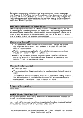 Daycare inspection report | PDF