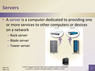 Servers
• A server is a computer dedicated to providing one
or more services to other computers or devices
on a network
– Rack server
– Blade server
– Tower server
11
Page 116
Figure 3-8
© 2017 Cengage Learning®. May not be scanned, copied or duplicated,
or posted to a publicly accessible website, in whole or in part.
 