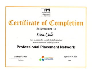 PPN Certificate of Completion for Lisa Cole - 9.1.16.PDF