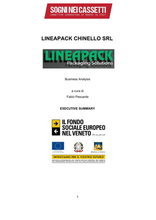  
 
 
  
LINEAPACK CHINELLO SRL  
  
  
  
Business Analysis  
  
a cura di  
Fabio Pescante  
  
EXECUTIVE SUMMARY  
  
  
 
 
 
 
 
 
1 
 
 