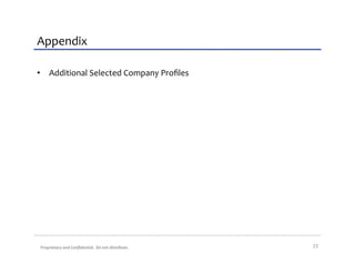 Appendix	
  

•  Additional	
  Selected	
  Company	
  Proﬁles	
  




 Proprietary	
  and	
  Conﬁdential.	
  	
  Do	
  not	
  distribute.	
     23	
  
 