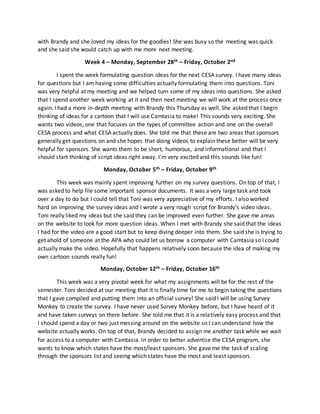 Weekly Journal of my APA Internship - Dane | PDF