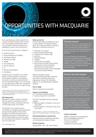 OPPORTUNITIES WITH MACQUARIE
 