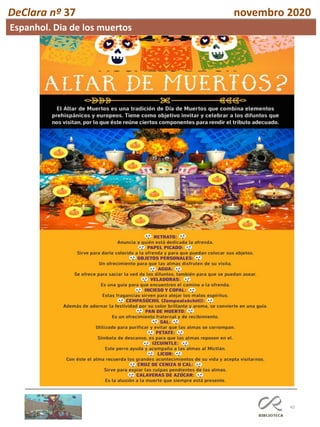 45
DeClara nº 37 novembro 2020
Espanhol. Dia de los muertos
 