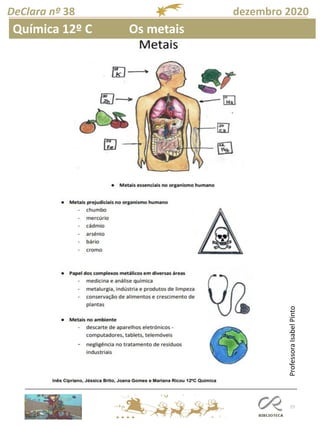 77
DeClara nº 38 dezembro 2020
Química 12º C Os metais
ProfessoraIsabelPinto
 