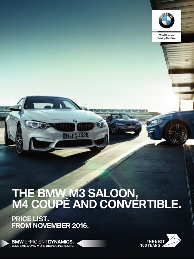 The Bmw M3 Saloon Price List Nov 2016