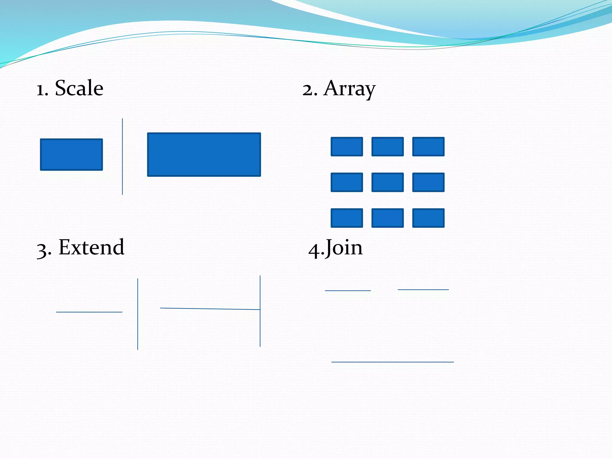1. Scale 2. Array
3. Extend 4.Join
 