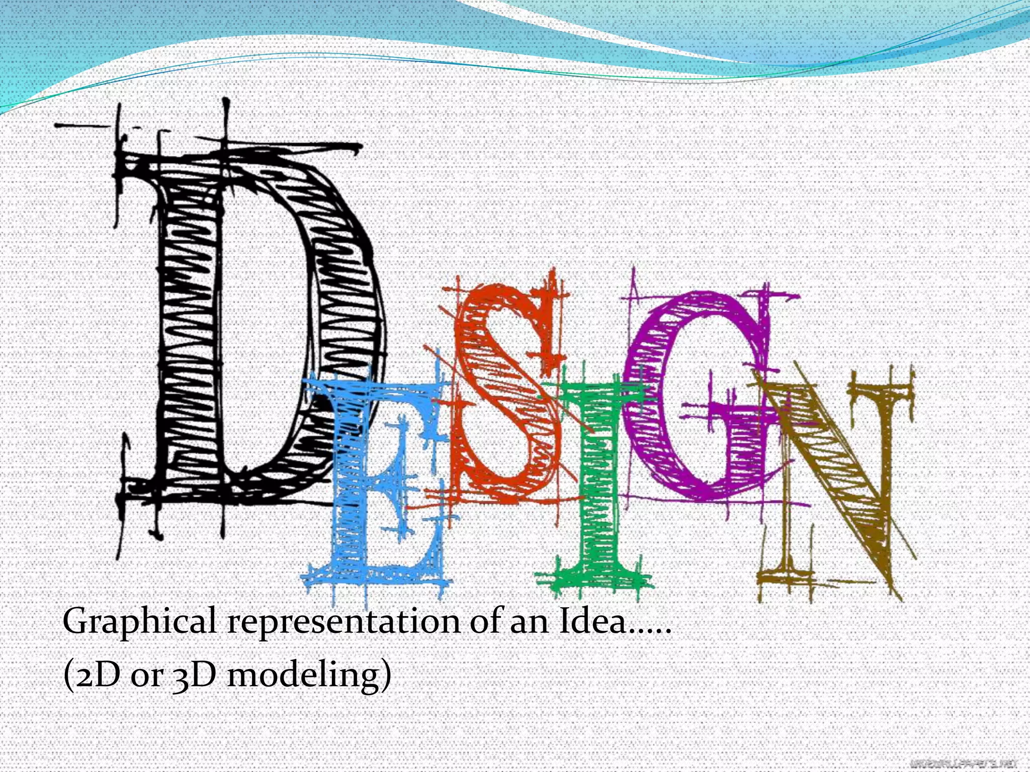 Graphical representation of an Idea…..
(2D or 3D modeling)
 