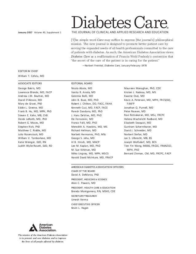 STANDARDS OF MEDICAL CARE IN DIABETES—2017 STANDARDS OF MEDICAL CARE IN DIABETES—2017