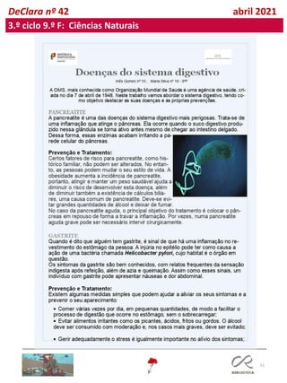 51
DeClara nº 42 abril 2021
3.º ciclo 9.º F: Ciências Naturais
 