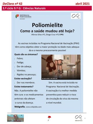 61
DeClara nº 42 abril 2021
3.º ciclo 9.º G: Ciências Naturais
 