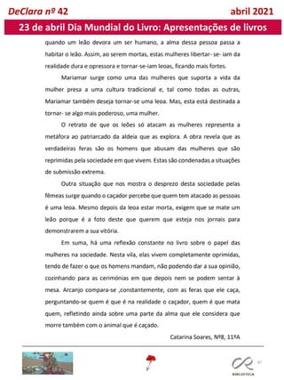 87
DeClara nº 42 abril 2021
23 de abril Dia Mundial do Livro: Apresentações de livros
 