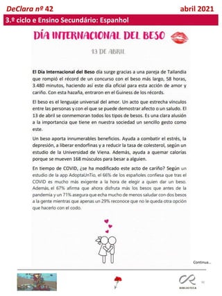 90
Continua…
DeClara nº 42 abril 2021
3.º ciclo e Ensino Secundário: Espanhol
 