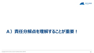Copyright 2018 FUJITSU CLOUD TECHNOLOGIES LIMITED 39
Ａ）責任分解点を理解することが重要！
 