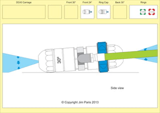 Front 30° Front 24° Ring Cap Back 30° Rings 
150 MM 225 MM 
24º 
30º 
30º 
© Copyright Jim Paris 2013 
DC43 Carriage 
Side view 
 